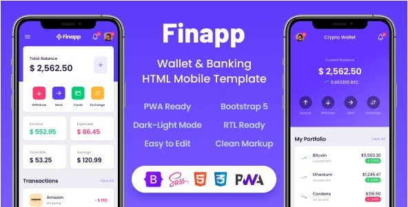 Finapp – Bootstrap 5 Based Wallet Mobile Template